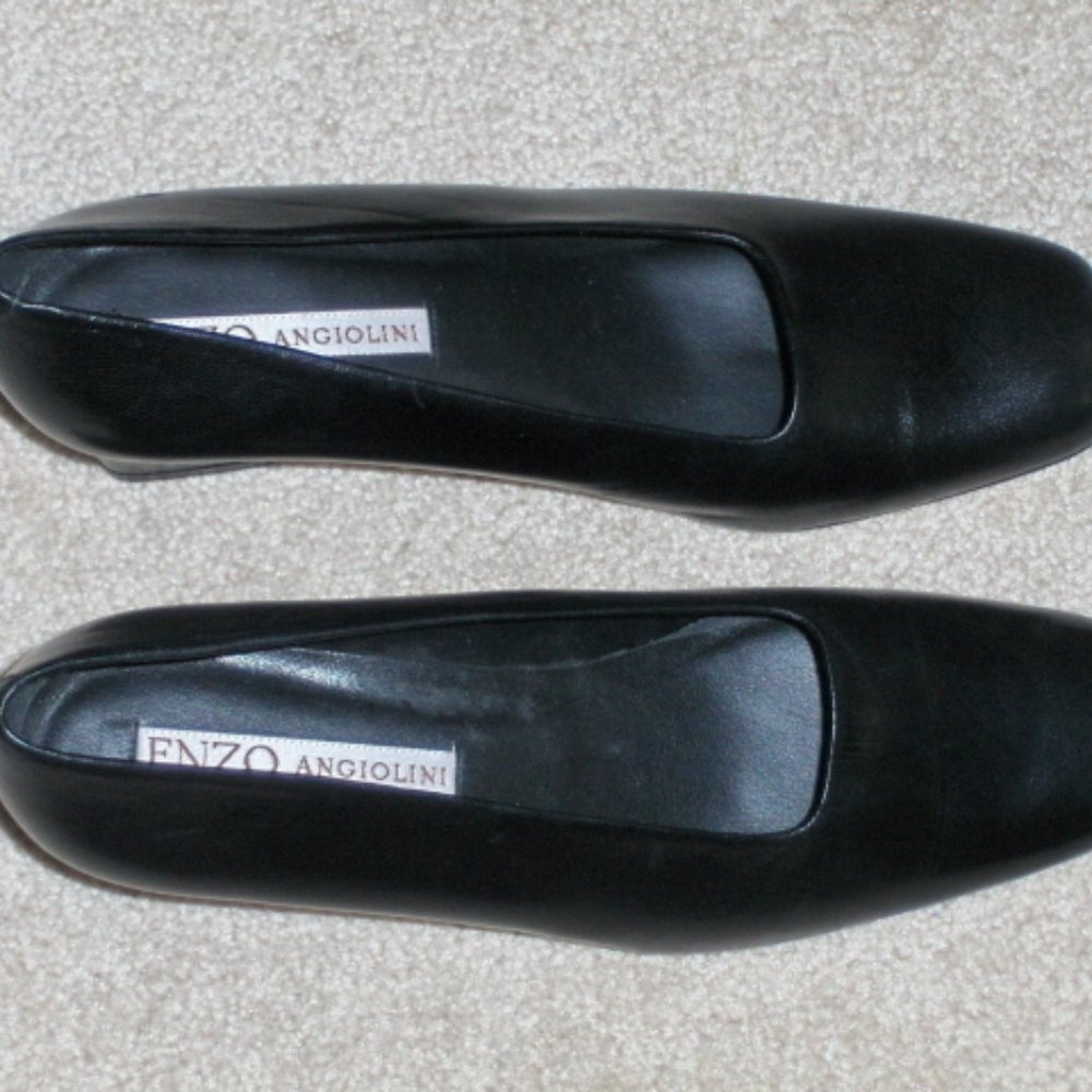 Enzo Angiolini Black Leather Heel Shoes 8.5